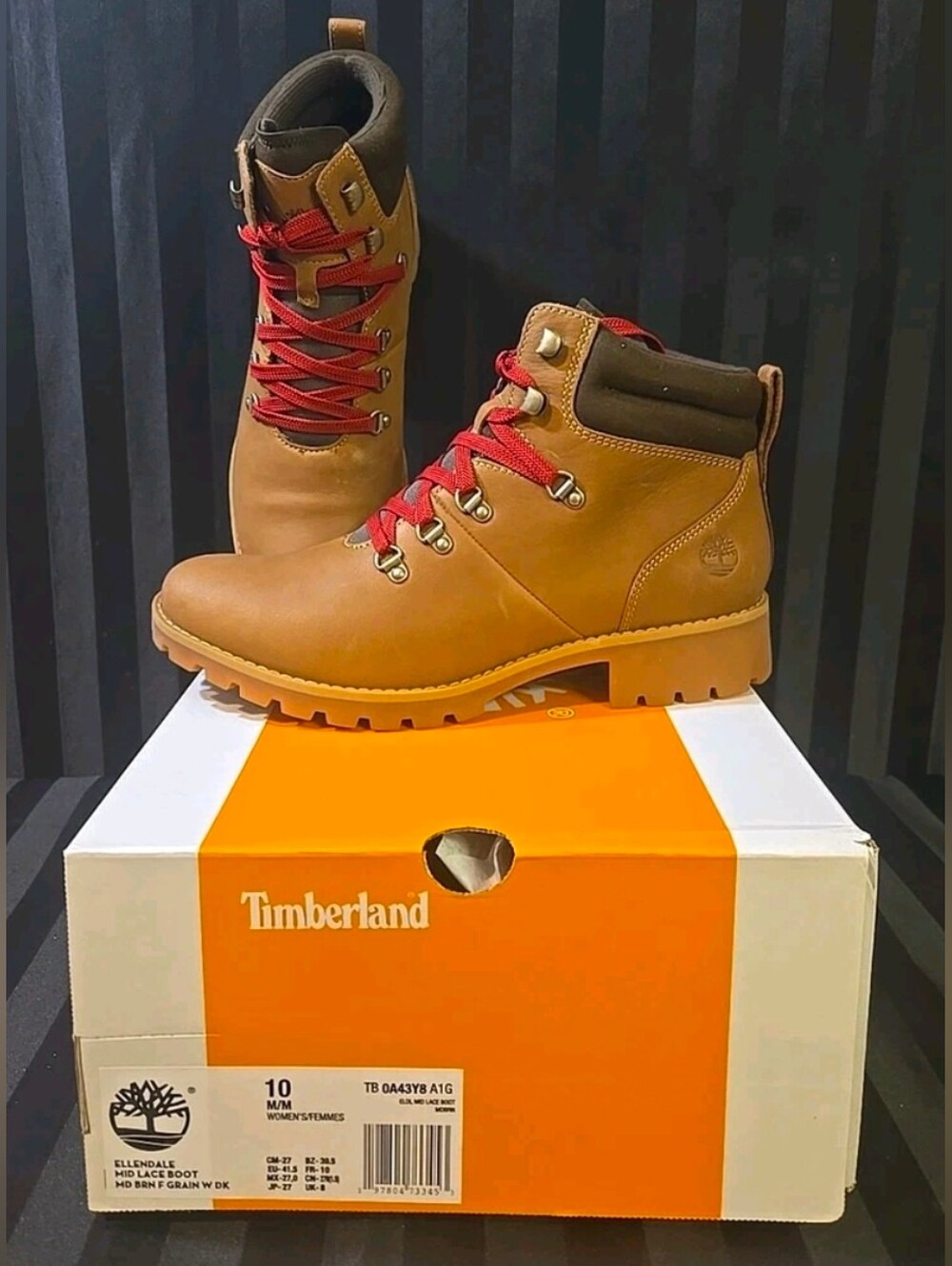 Timberland Women's US 10 Ellendale Mid Lace Up Boots Full Grain Leather Brown